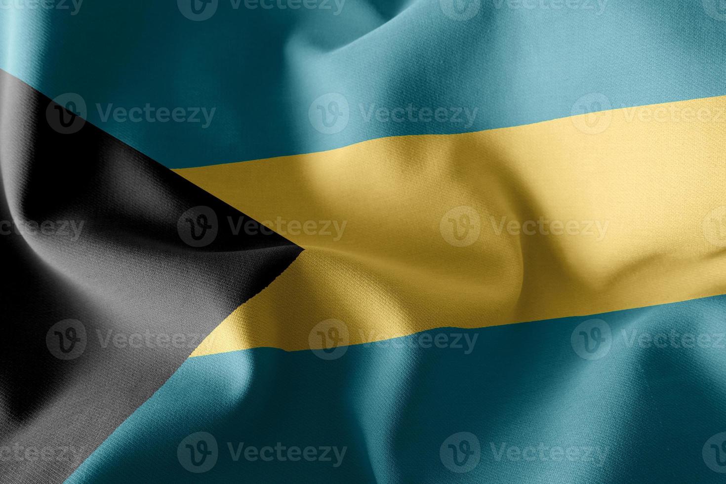 3D-Rendering-Illustrationsflagge von Bahamas, die auf dem Windflaggenhintergrund winken foto