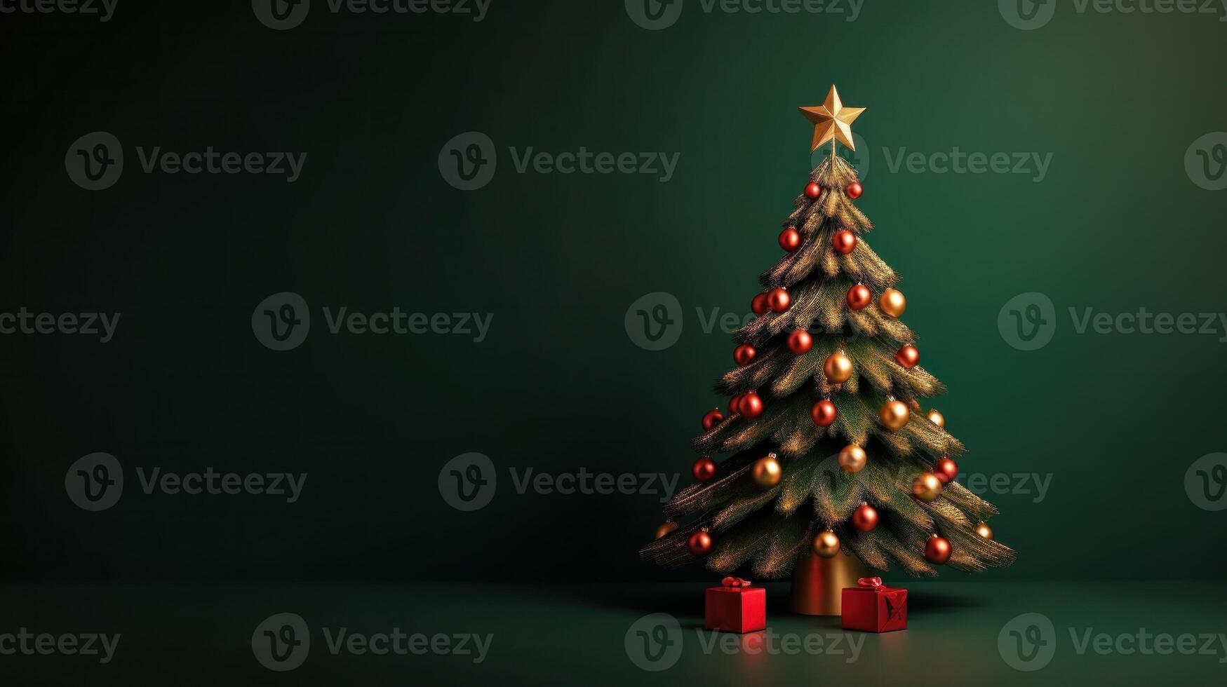 minimalistisch Weihnachten Hintergrund mit Weihnachten Baum. Illustration ai generativ foto