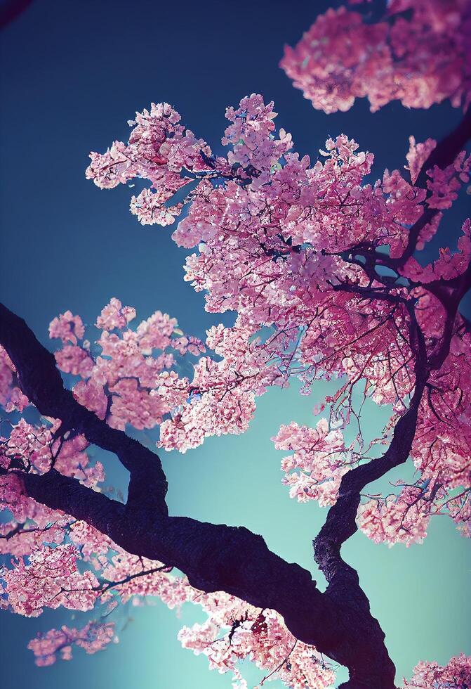 Frühling Zeit Kirsche blühen Sakura Baum generativ ai foto