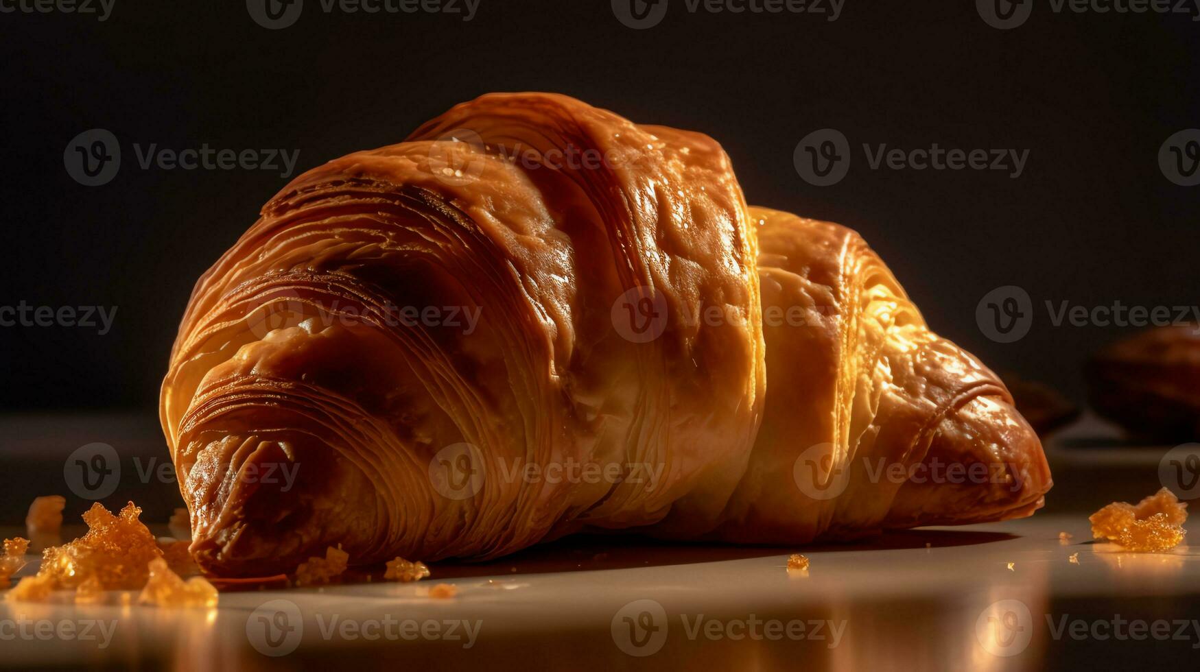 ein Croissant mit verwischen Hintergrund foto