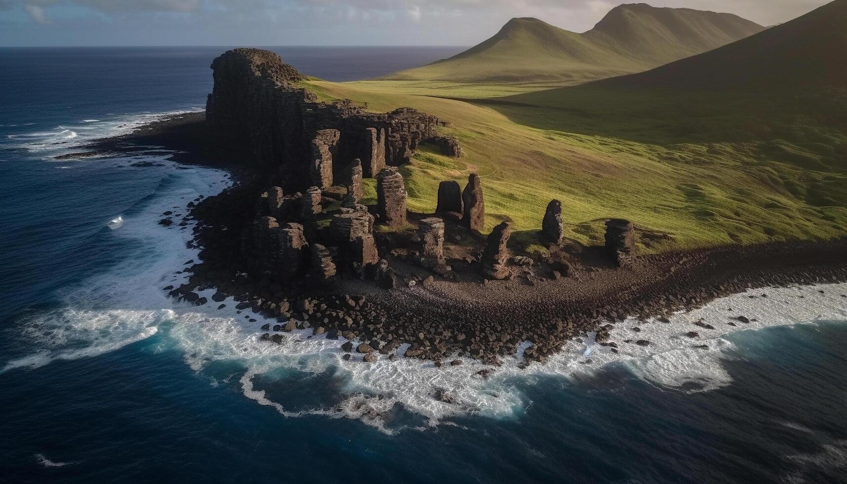 majestätisch Cliff, Welle, und Wasser Kante Schönheit generiert durch ai foto