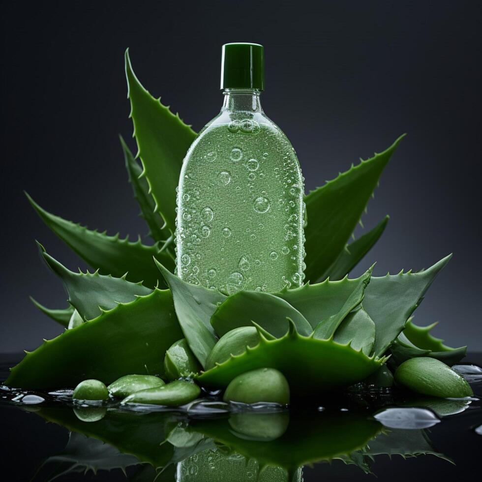 Foto von feuchtigkeitsspendend Aloe vera Gel ai generiert