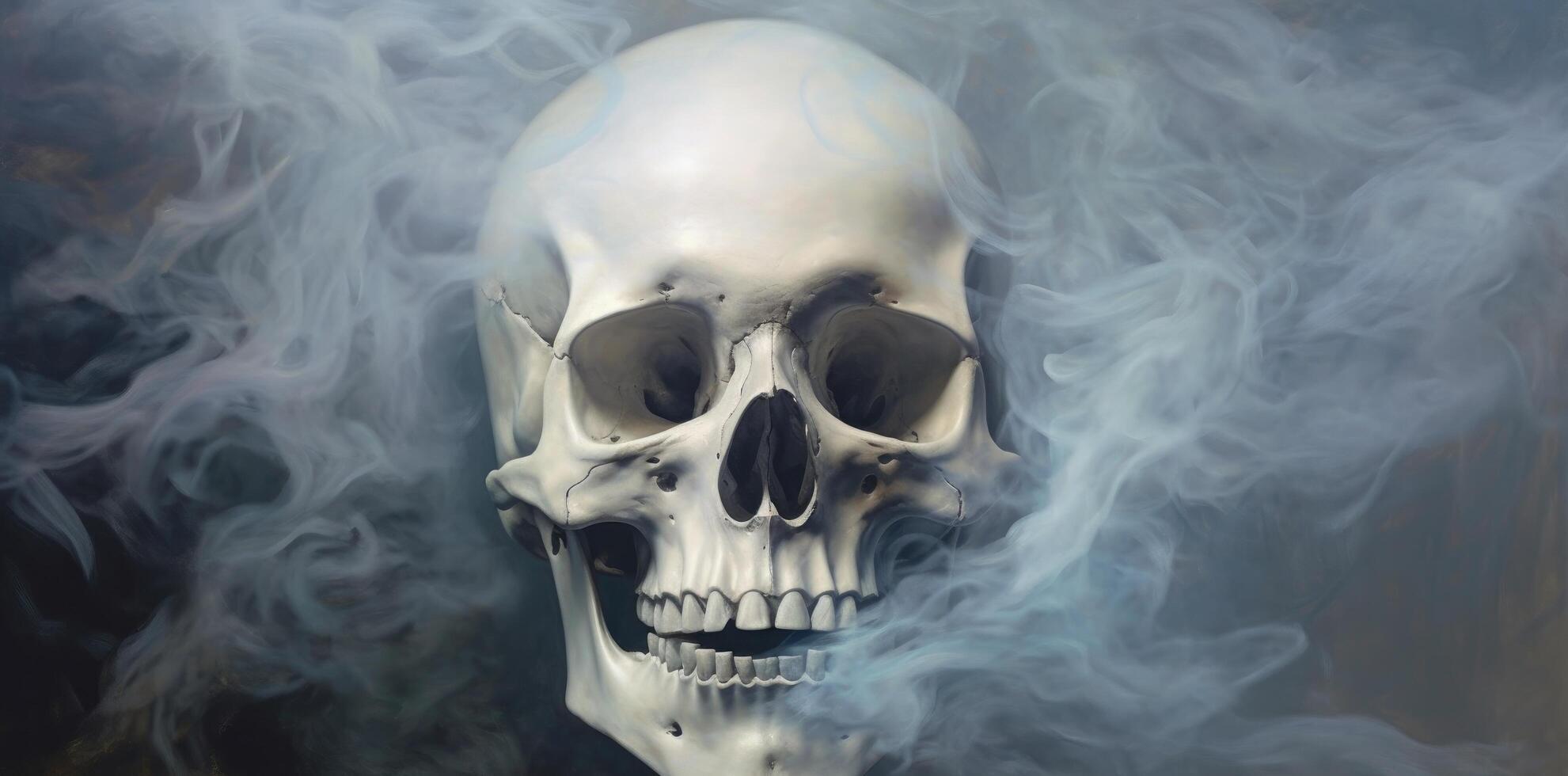 Schädel mit Rauch Kommen aus von Es, Illustration ai generativ foto