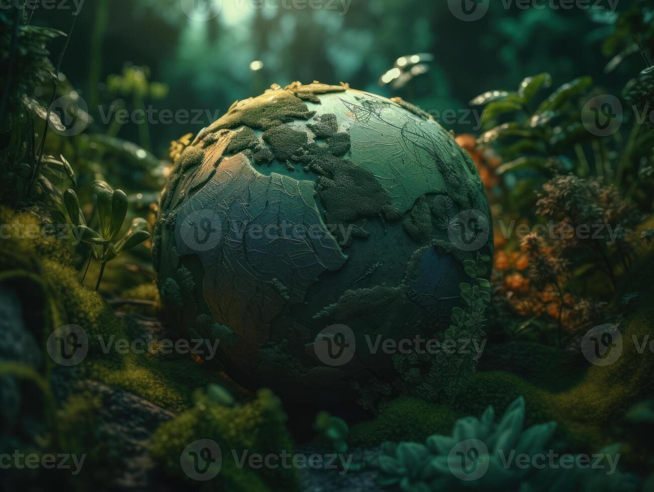 Grün Planet Erde Tag Natur Schutz Konzept erstellt mit generativ ai Technologie foto