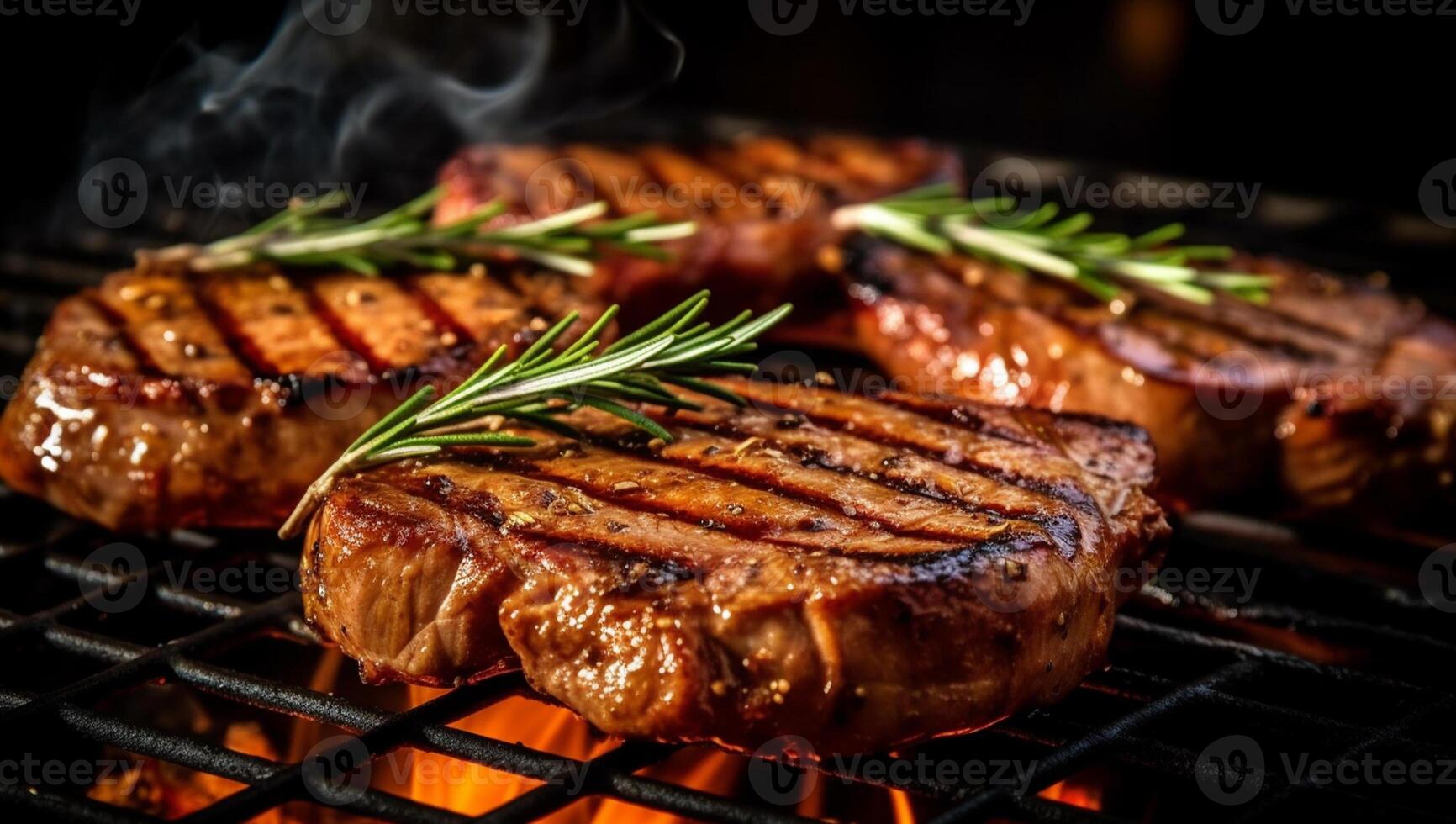 gegrillt Schweinefleisch oder Rindfleisch Steaks ai generativ foto