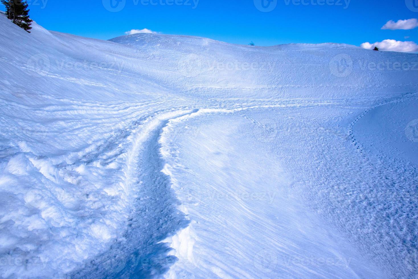 Fußspuren im Schnee foto