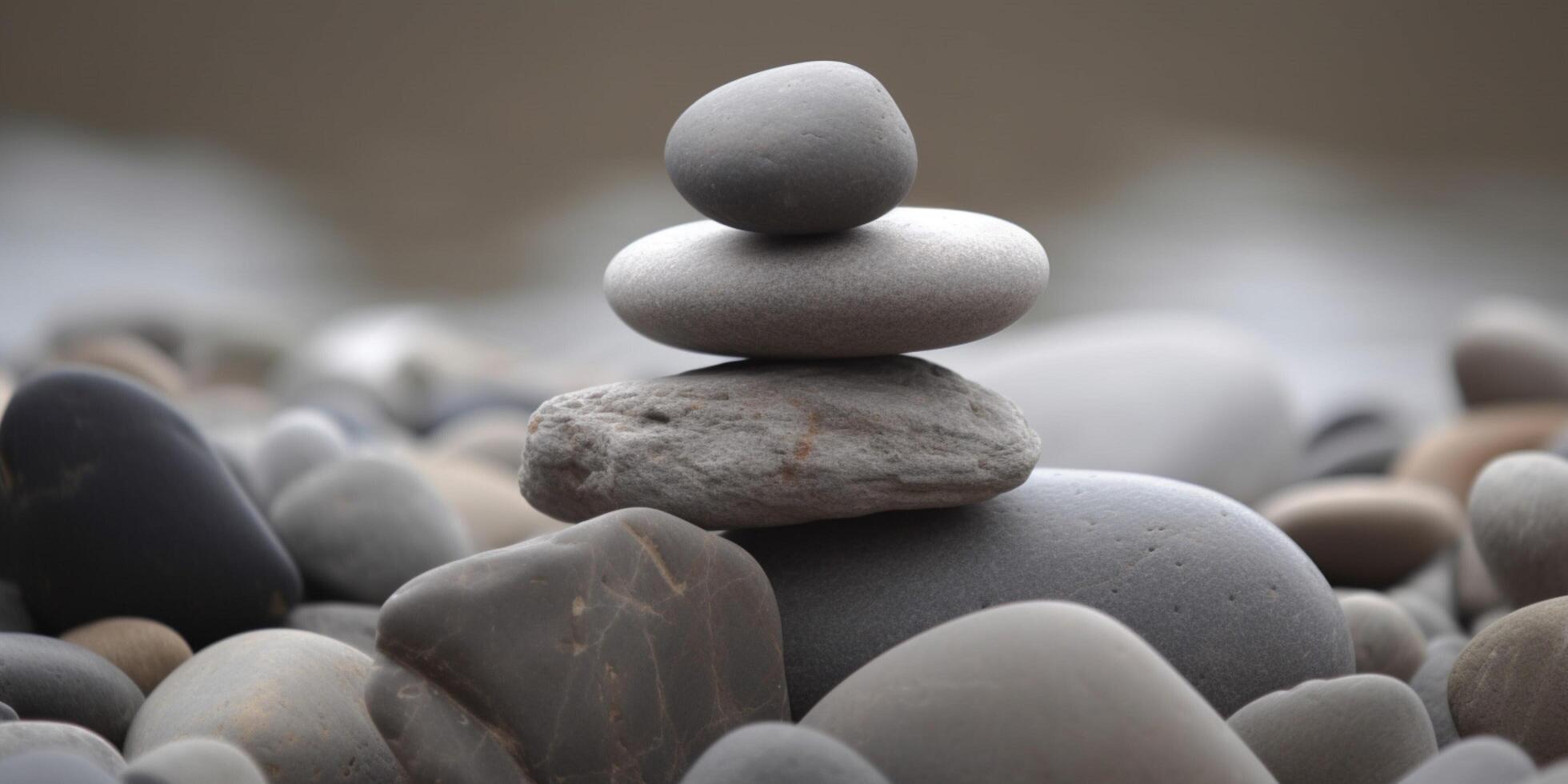 Stapel von Felsen Zen Stein mit Hintergrund ai generiert foto