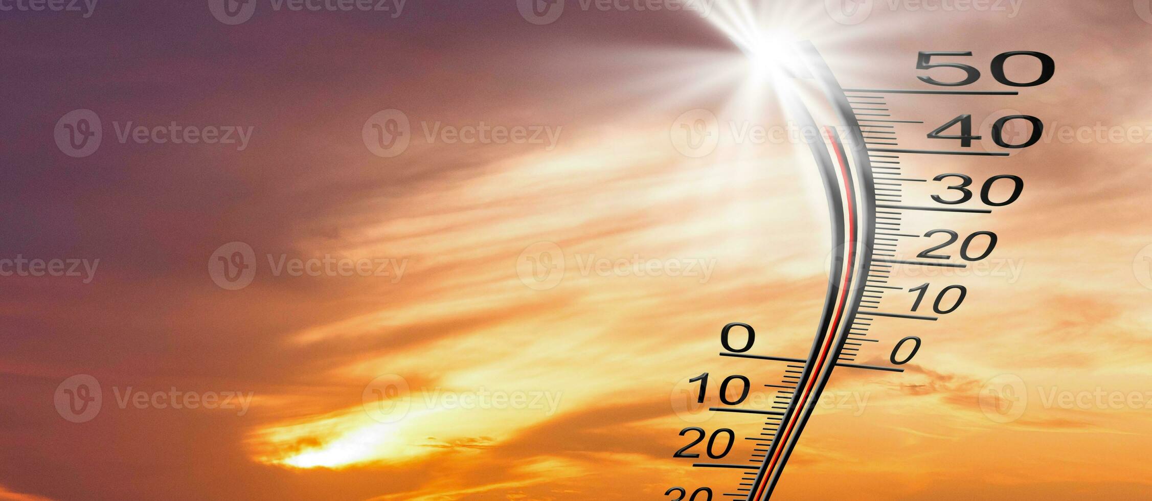 Thermometer im das Himmel, das Hitze foto