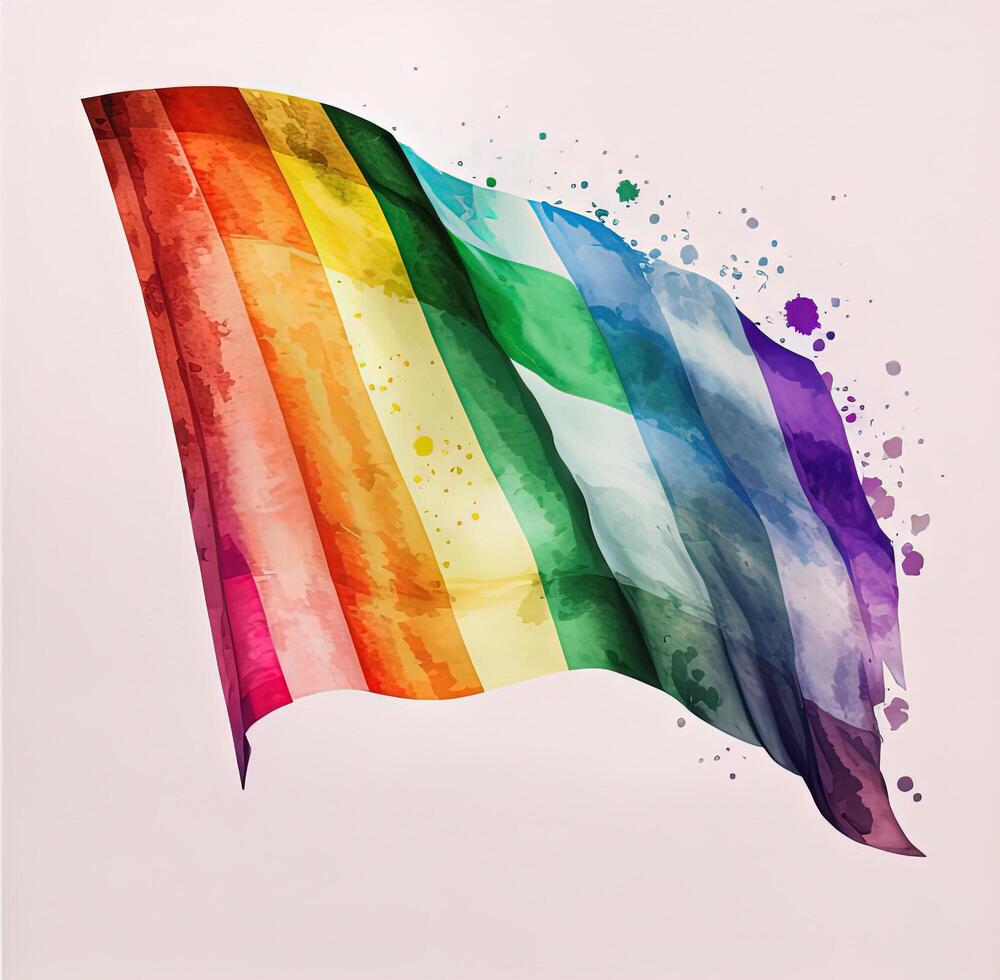 Aquarell Regenbogen Flagge. Illustration ai generativ foto