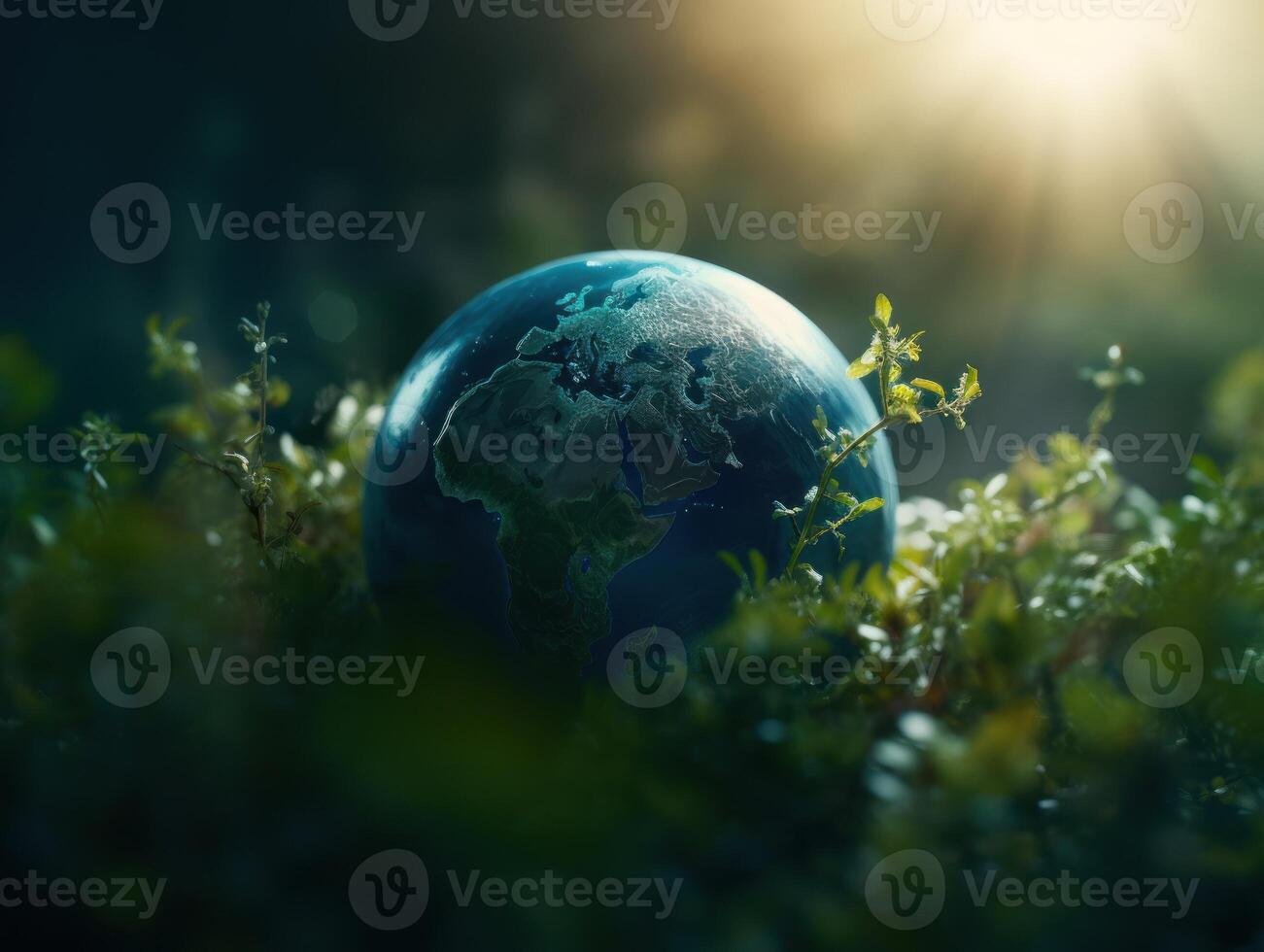Grün Planet Erde Tag Natur Schutz Konzept erstellt mit generativ ai Technologie foto