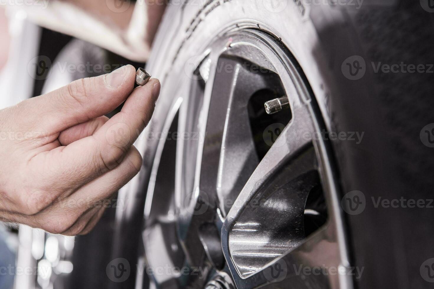 Überprüfung Reifen Druck foto