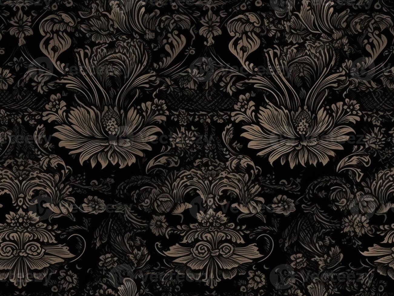 nahtlos Muster königlich Jahrgang viktorianisch gotisch Hintergrund Rokoko Venzel und Quirl erstellt mit generativ ai Technologie. foto