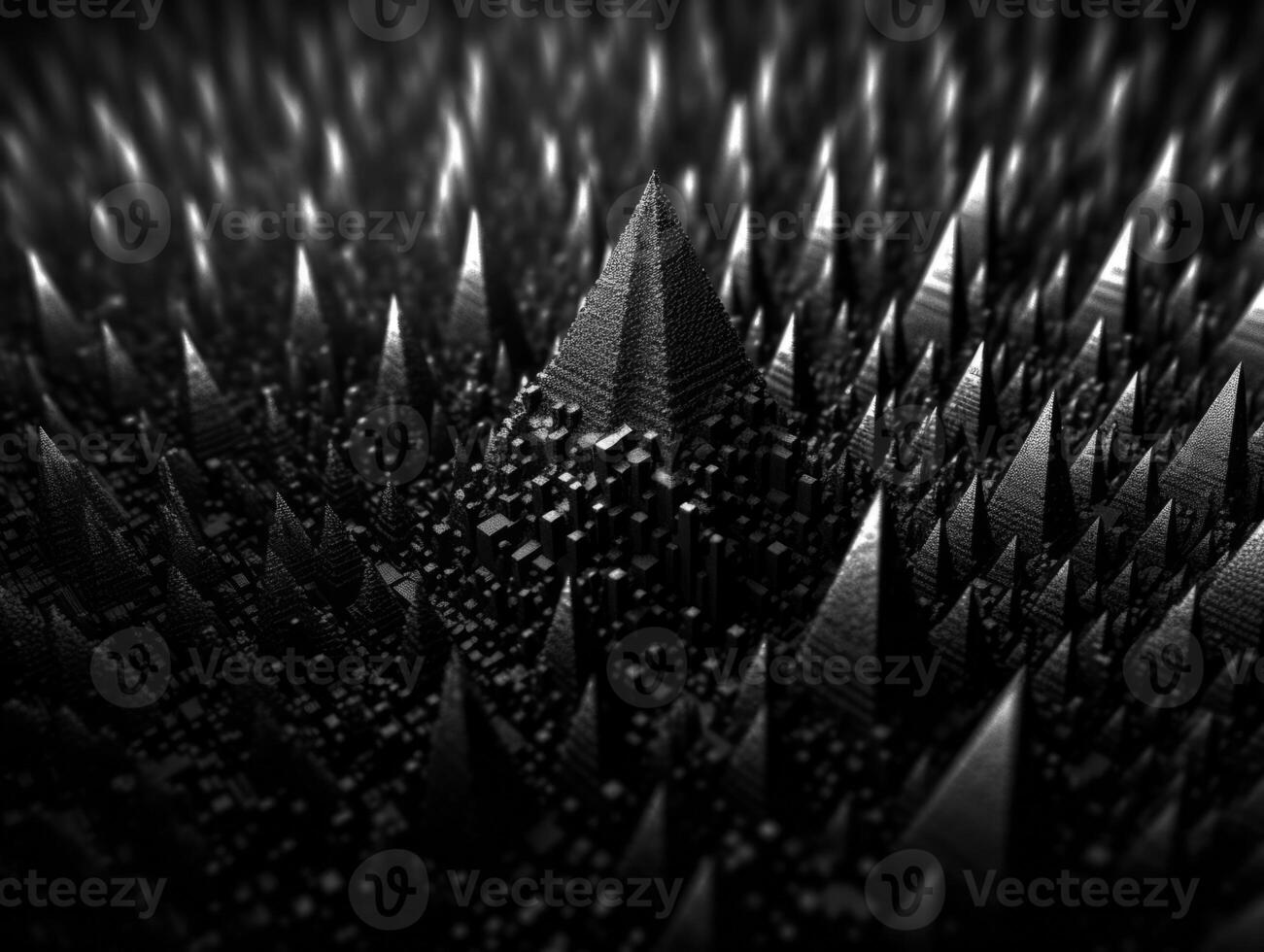 futuristisch abstrakt Pyramide geometrisch dunkel schwarz Hintergrund erstellt mit generativ ai Technologie foto