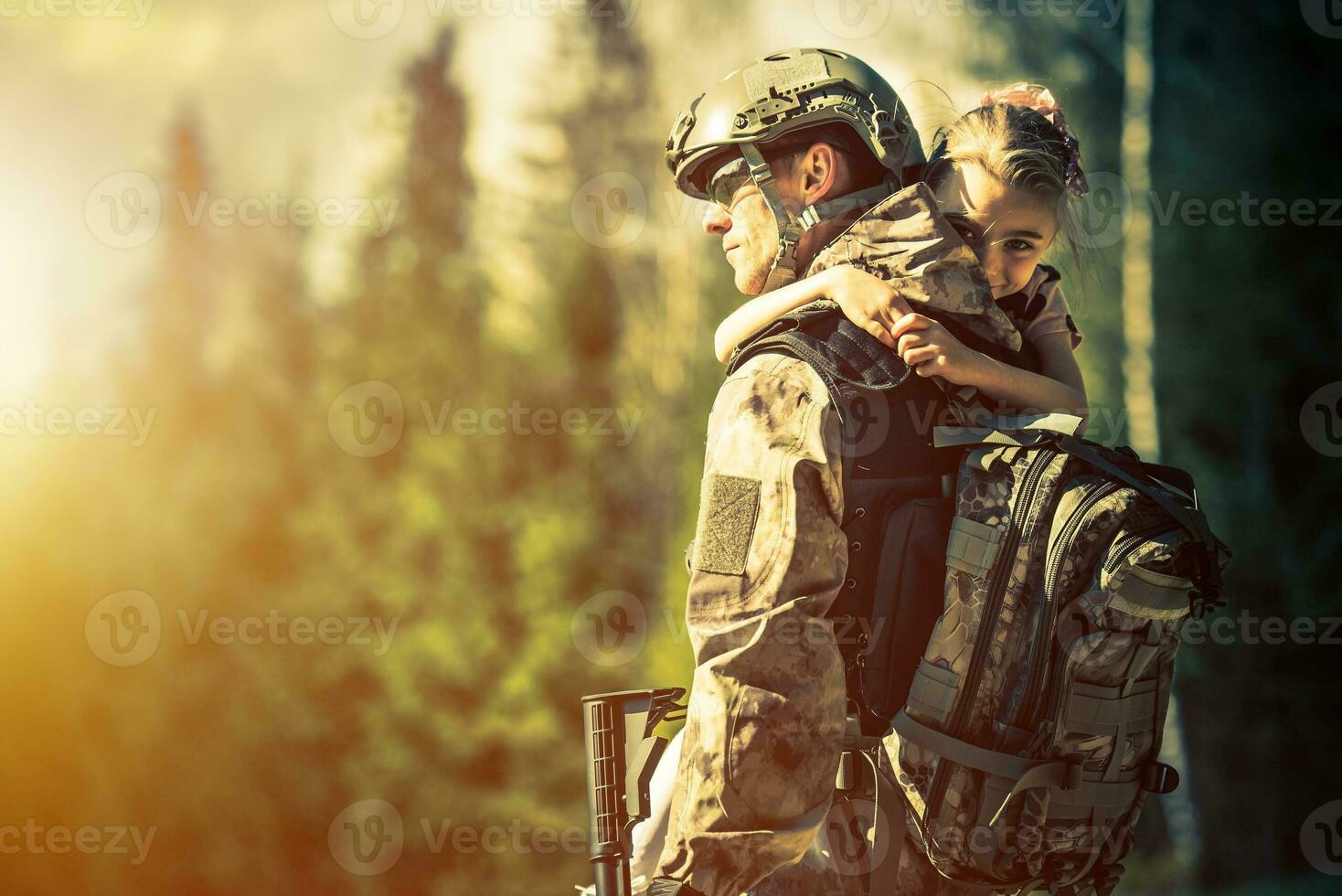 Soldat Rückkehr Zuhause foto