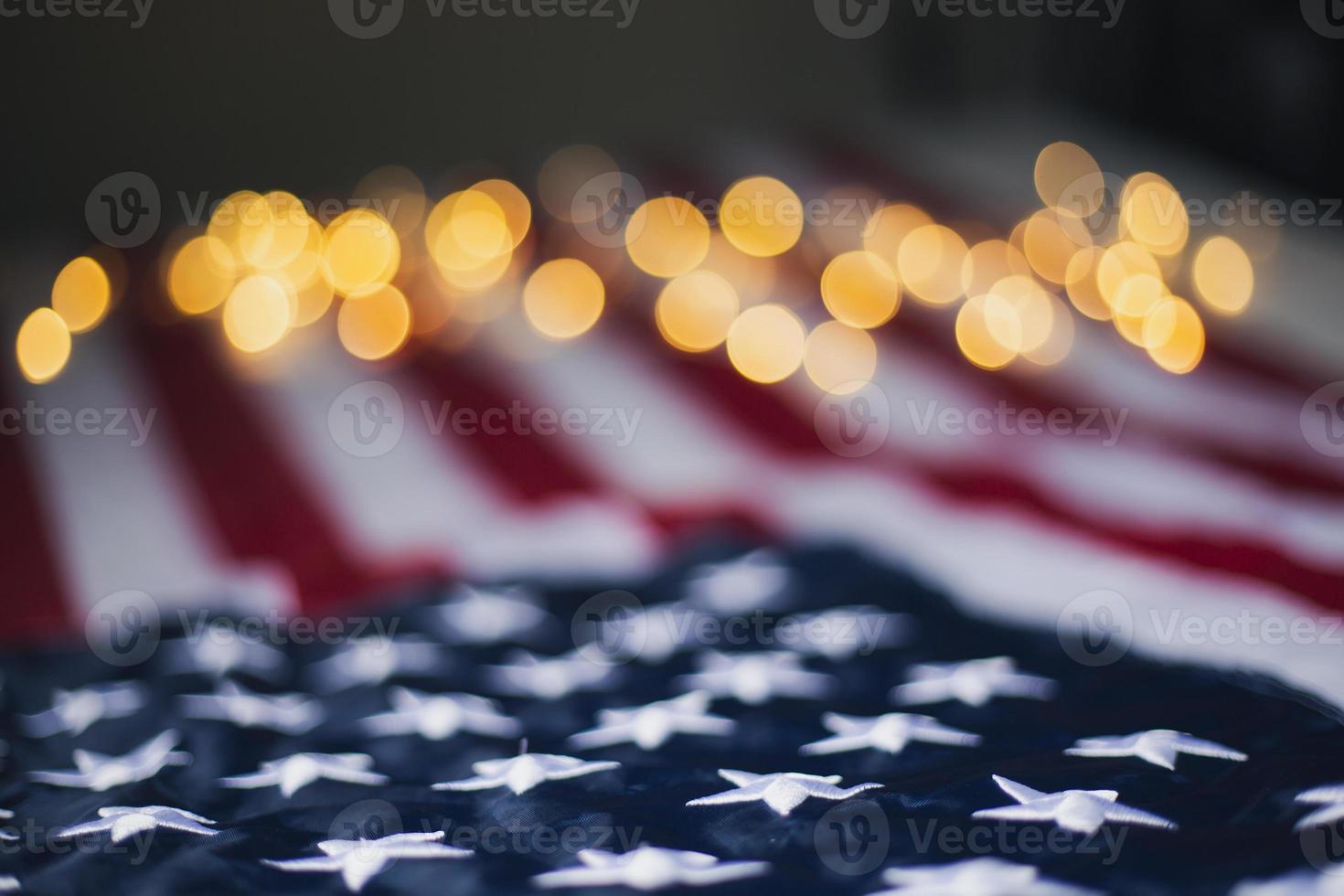 USA Flagge mit Bokeh foto