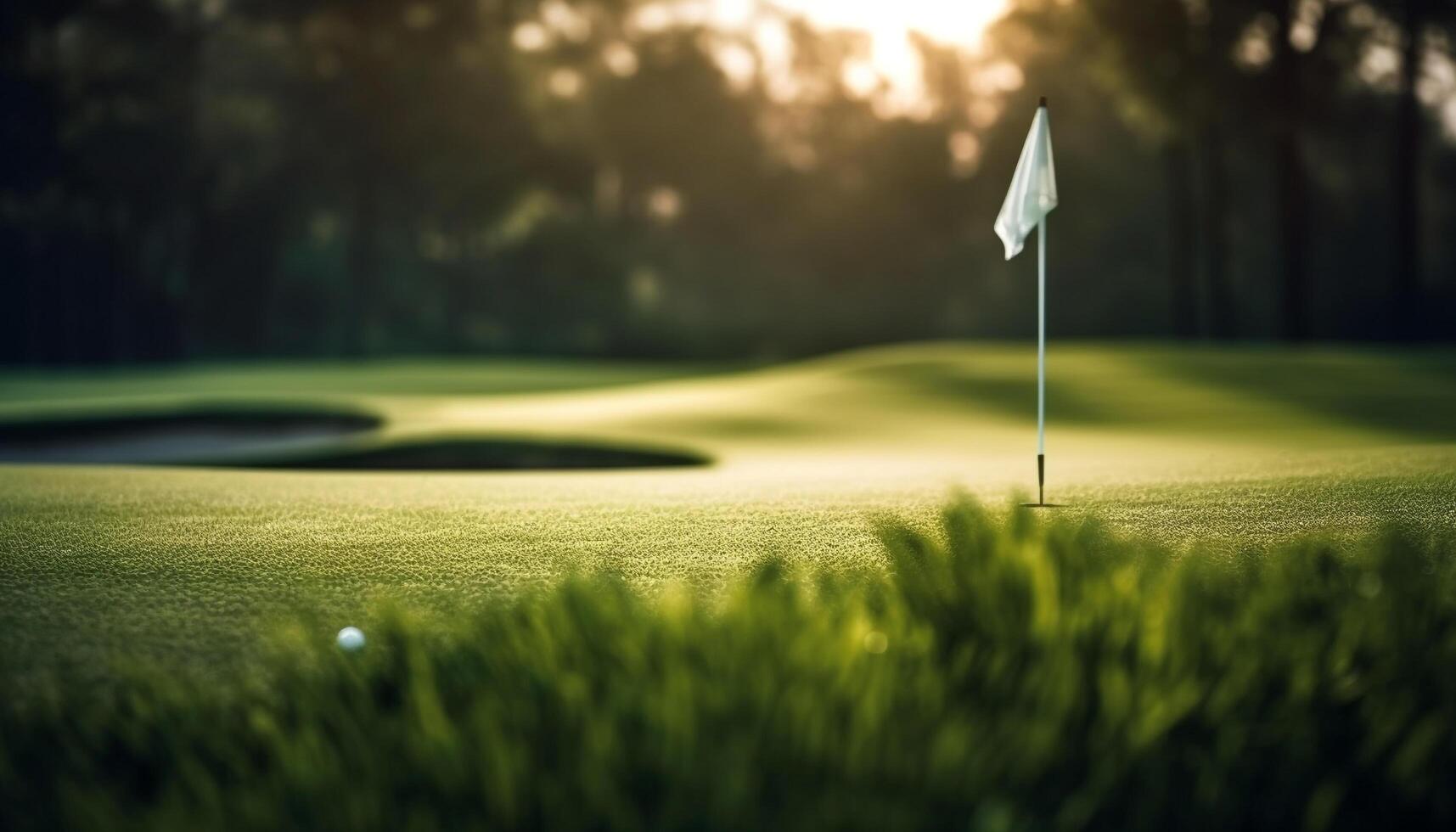 Golfspieler spielen auf Grün Golf Kurs Wiese generiert durch ai foto