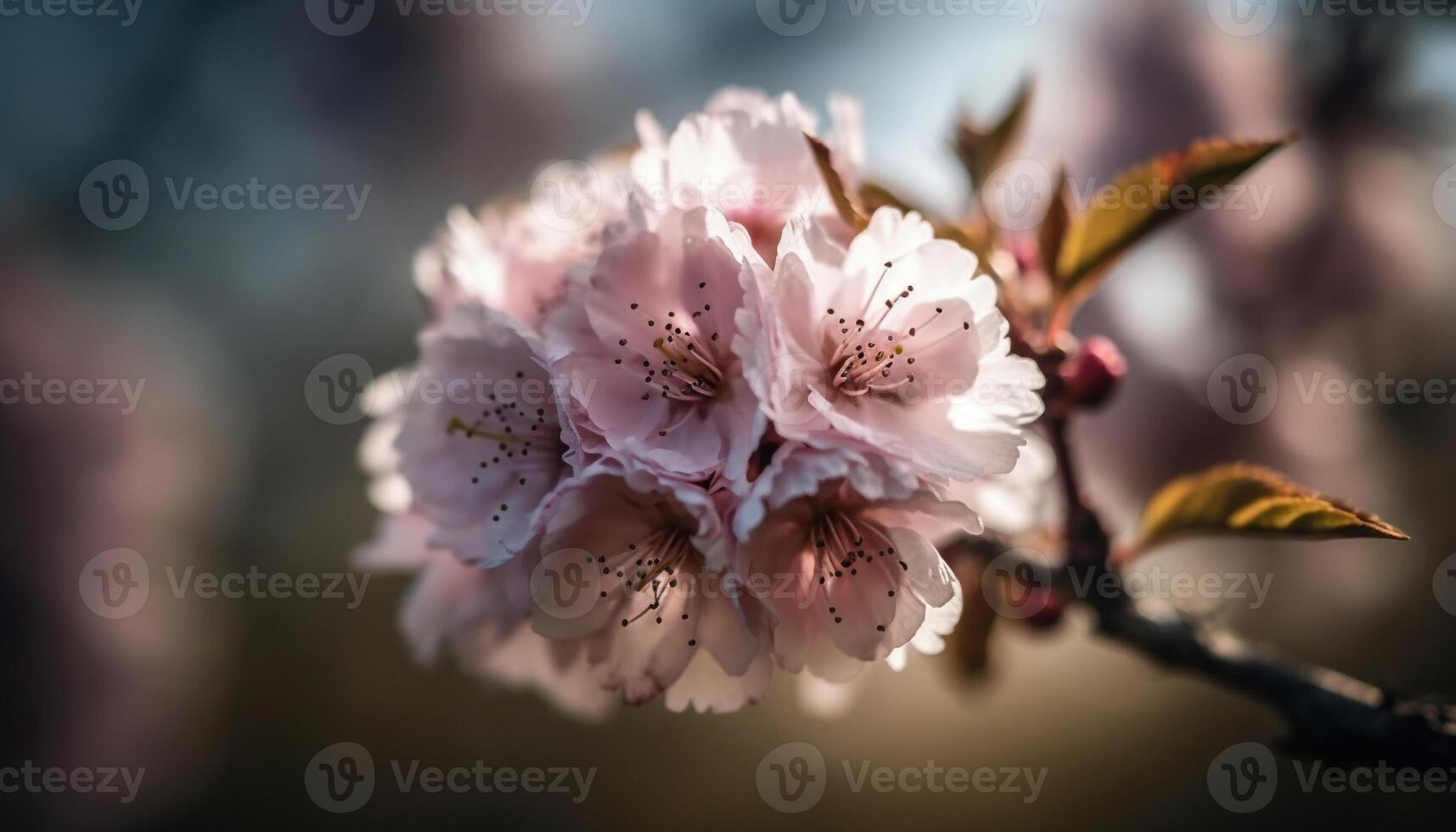 frisch Kirsche Blüte, beschwingt Rosa Schönheit im Natur generiert durch ai foto