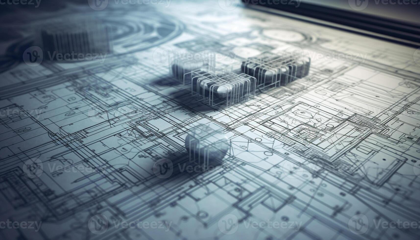 Blaupausen und Pläne zum modern Gehäuse Projekt im Konstruktion Industrie generiert durch ai foto