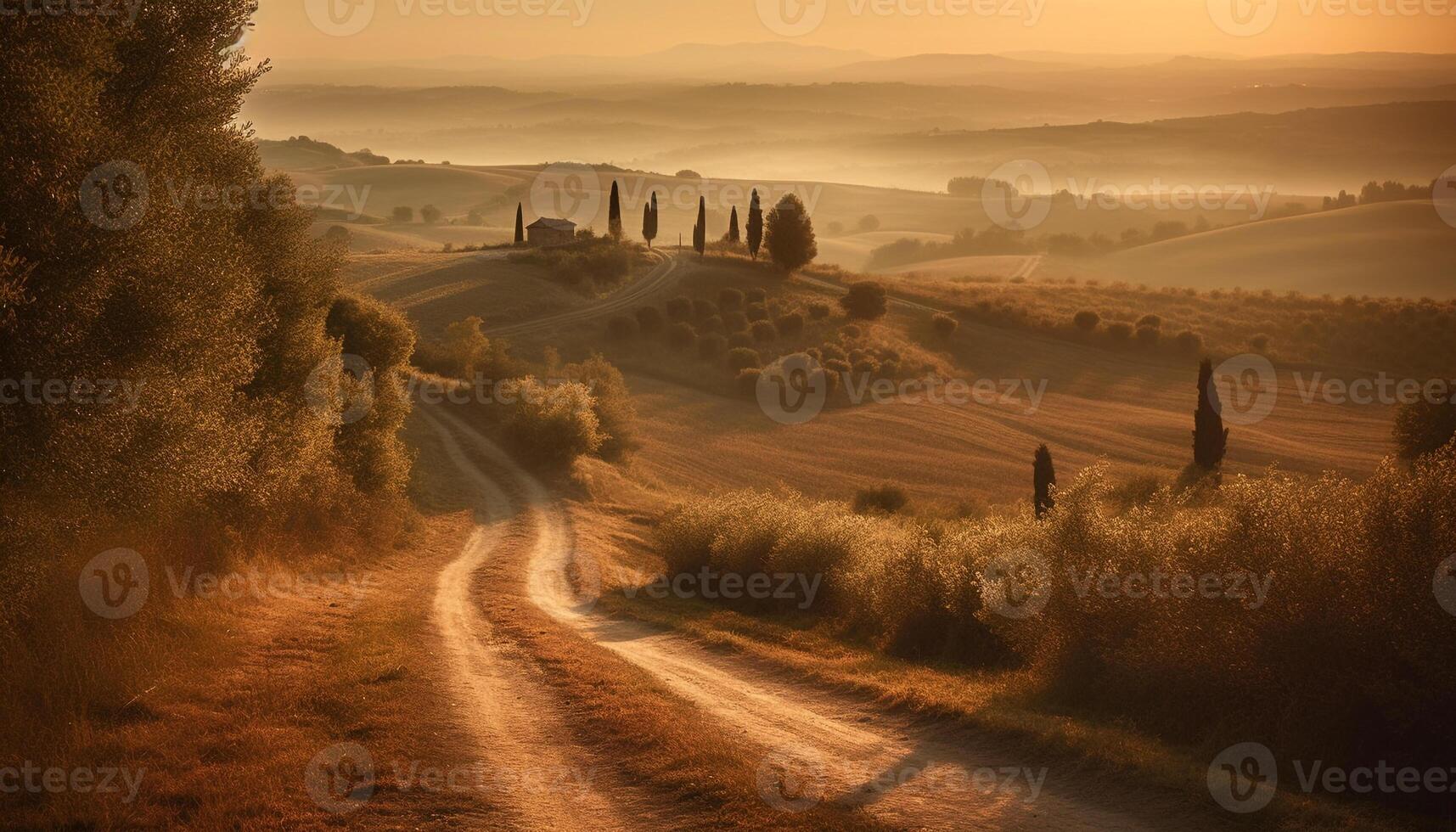 still Sonnenuntergang Über Italienisch Weinberg im Herbst generiert durch ai foto