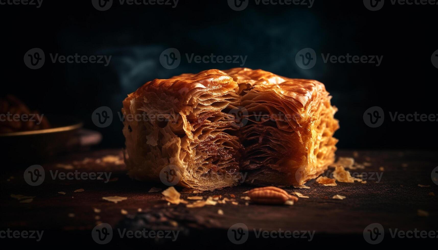 gebacken Türkisch Baklava, ein Süss Genuss generiert durch ai foto