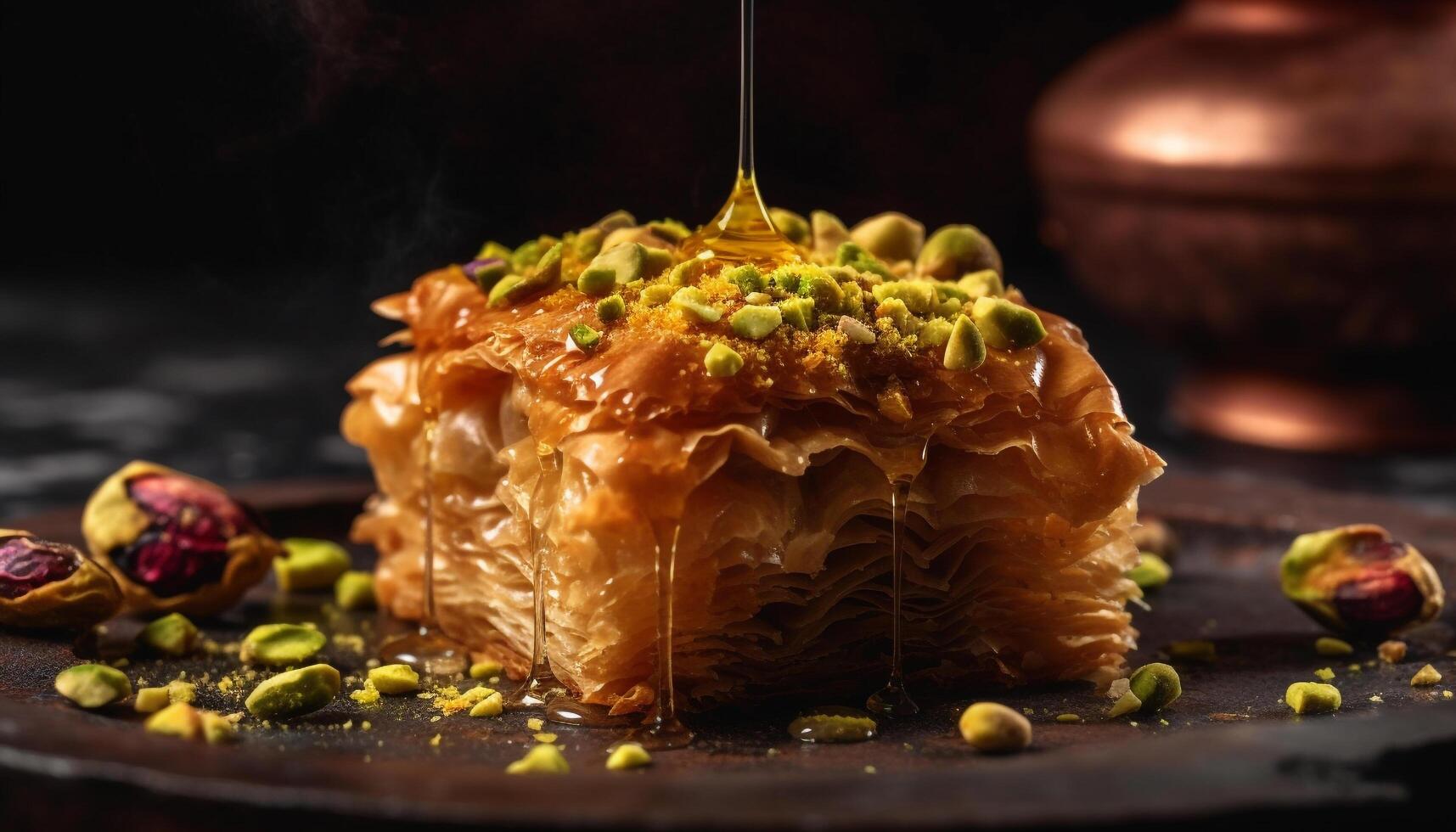 frisch gebacken Nussbaum Brot mit Honig Butter Verbreitung generiert durch ai foto