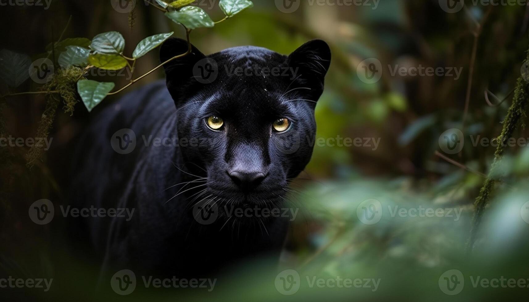 katzenartig starren, Gehen im Wald, Natur Schönheit generiert durch ai foto