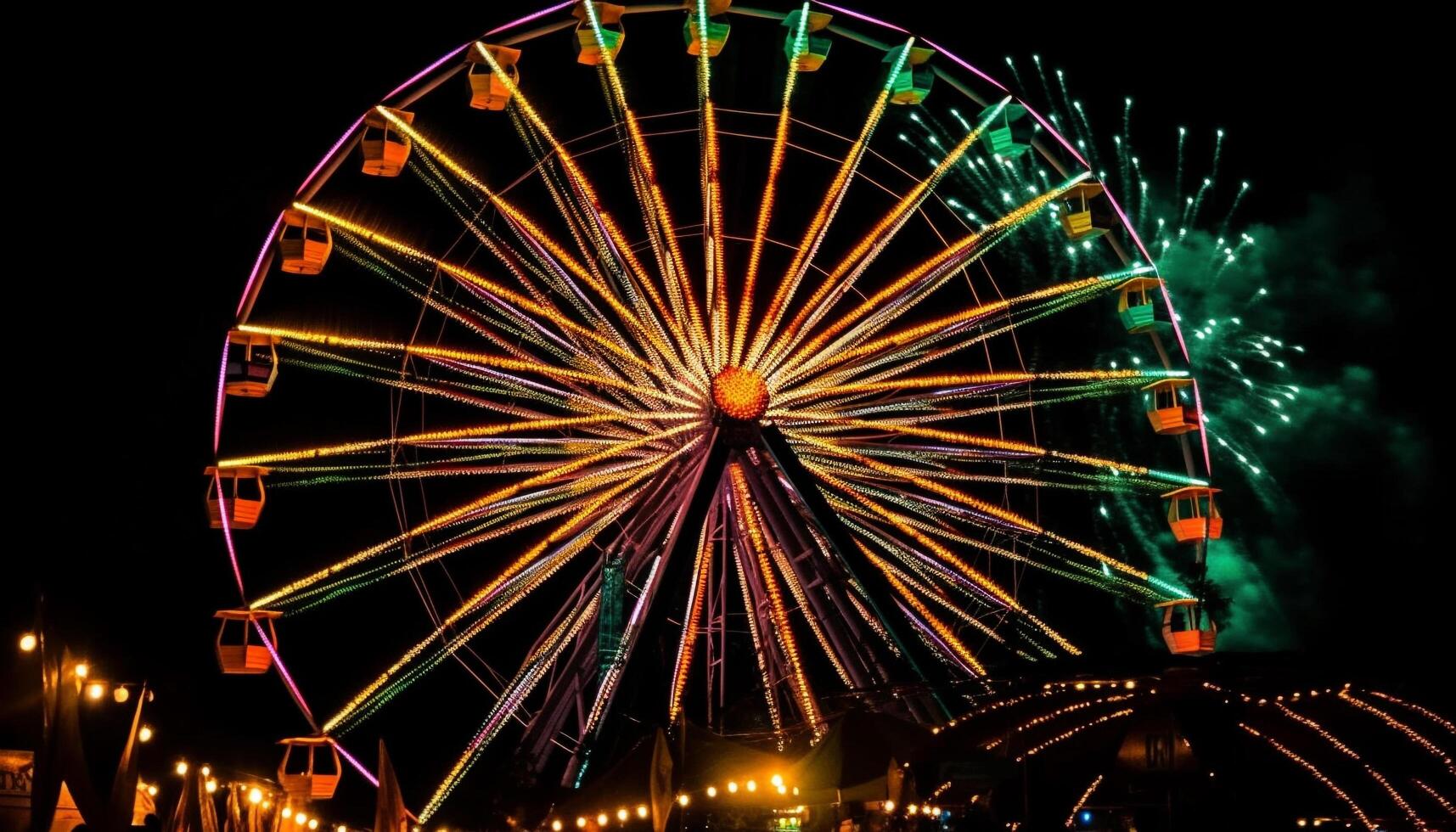 Spinnen Rad von beschwingt Farben, Karneval Aufregung generiert durch ai foto