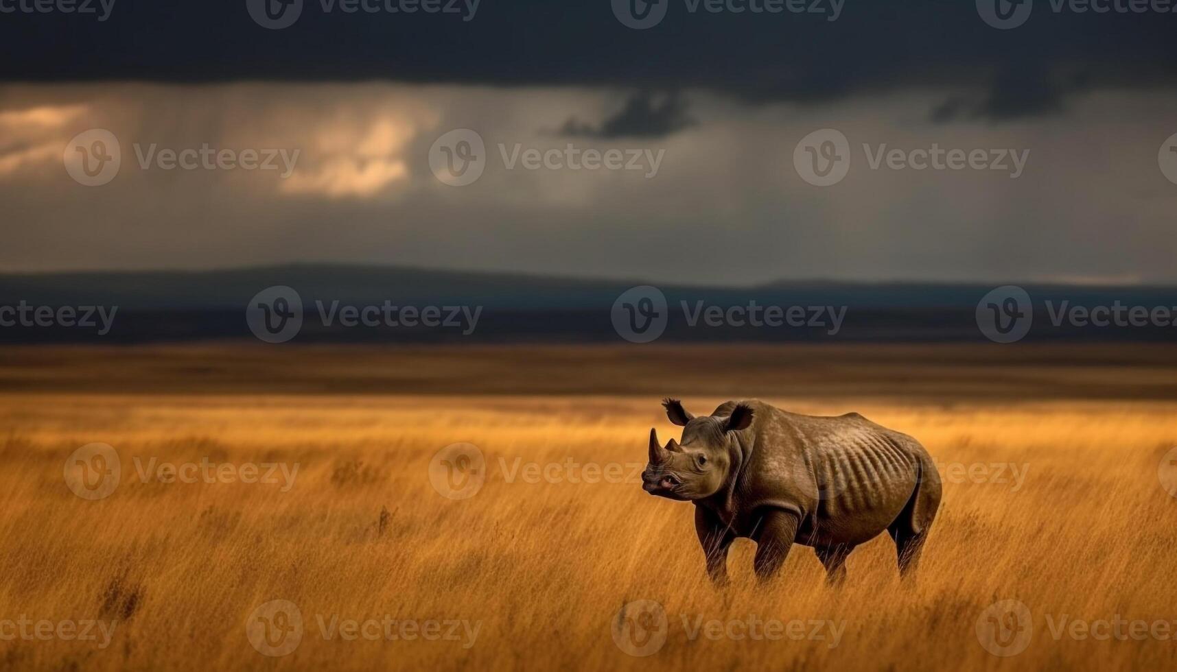 majestätisch Elefant Gehen auf einfach beim Sonnenuntergang generiert durch ai foto