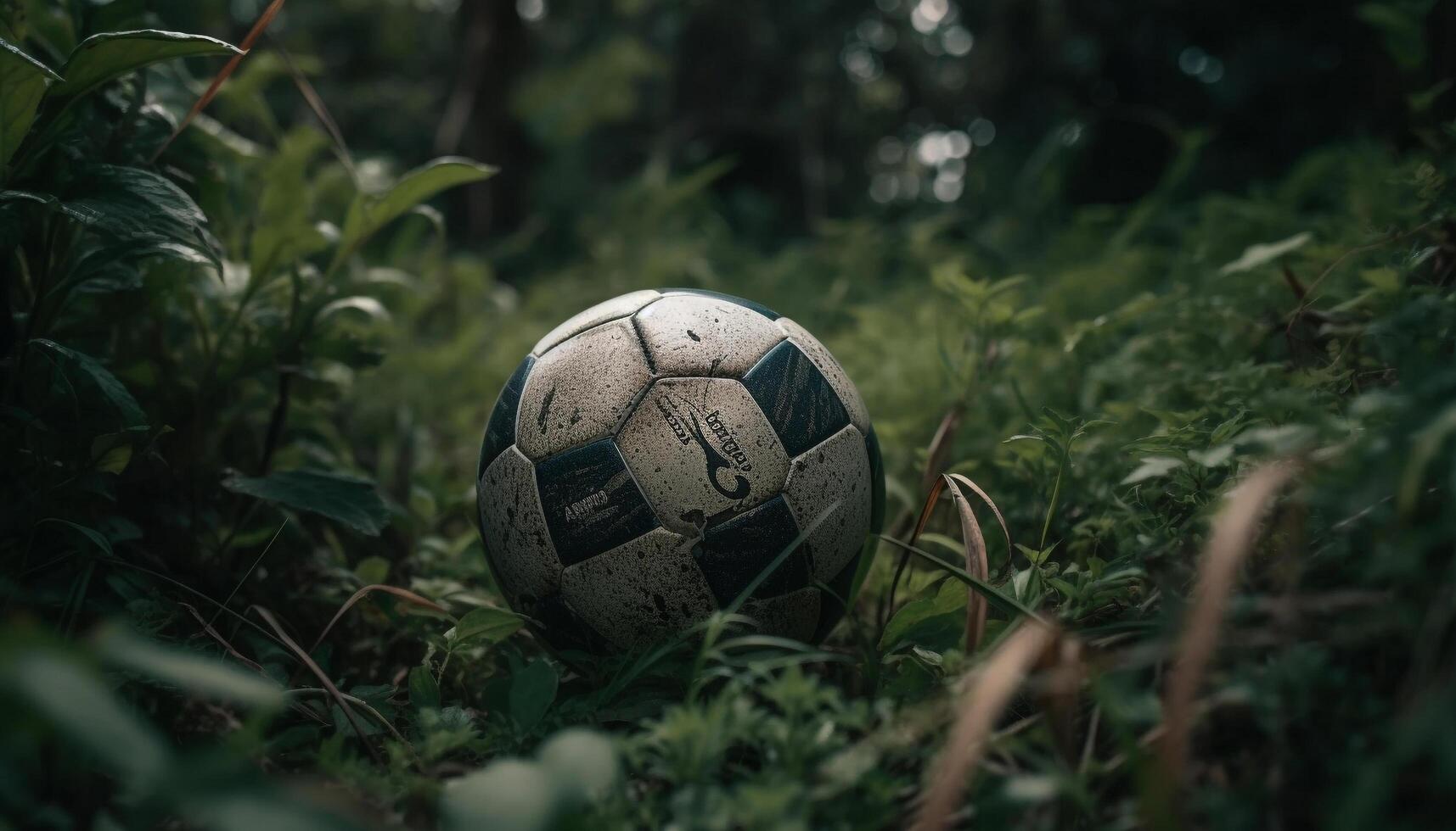 spielen Fußball auf Grün Gras im Sommer- generiert durch ai foto