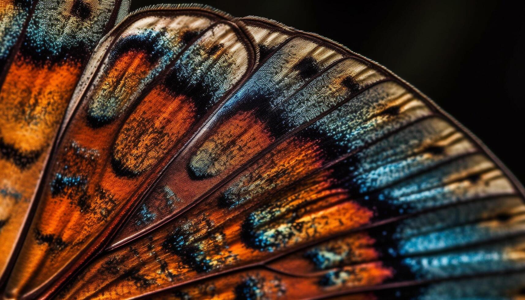 beschwingt Schmetterling Flügel Anzeigen abstrakt multi farbig Muster generiert durch ai foto