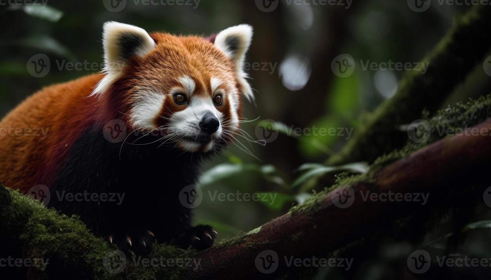 süß rot Panda Sitzung auf Baum Ast generiert durch ai foto