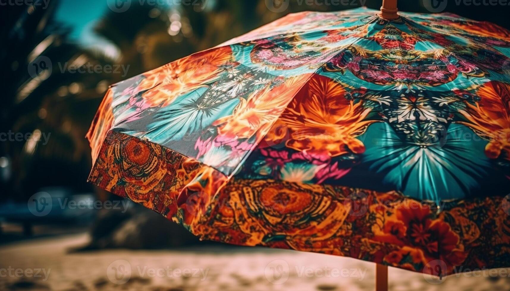 bunt Regenschirme schmücken das nass Stadt Straßen generiert durch ai foto