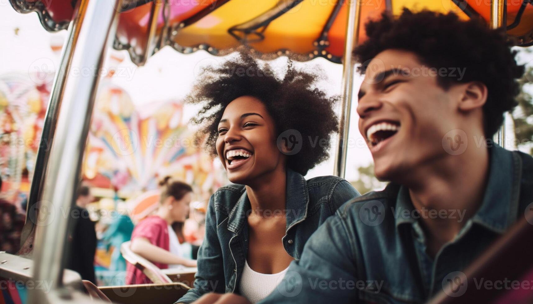 ein Gruppe von sorglos jung Erwachsene Lachen zusammen generiert durch ai foto