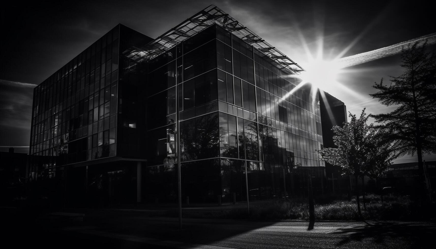 futuristisch Wolkenkratzer Fassade spiegelt hell Blau gemustert Glas Design generiert durch ai foto