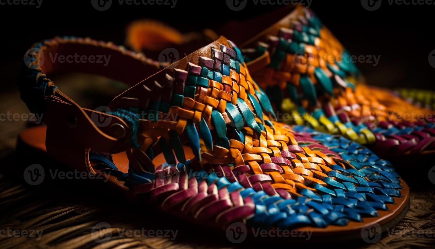multi farbig Leder Sport Schuh Stapel, ein modisch Sommer- Sammlung generiert durch ai foto