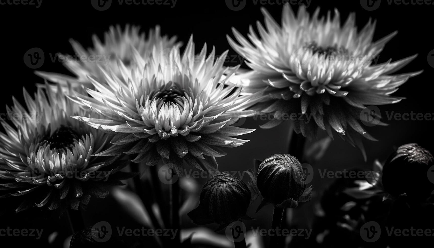 Gelb Gerbera Gänseblümchen, Scharf Fokus auf Vordergrund, schwarz Hintergrund Schönheit generiert durch ai foto