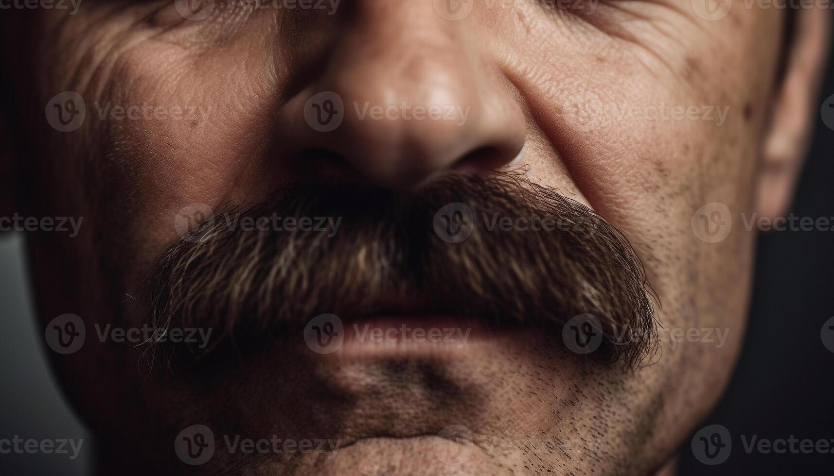 ernst Senior Mann mit elegant Bart suchen beim Kamera eng generiert durch ai foto