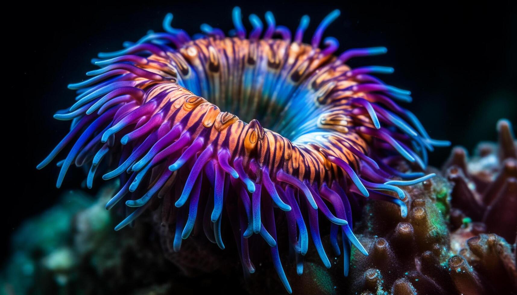 multi farbig unter Wasser Riff Vitrinen Schönheit im Natur Wasser- Welt generiert durch ai foto