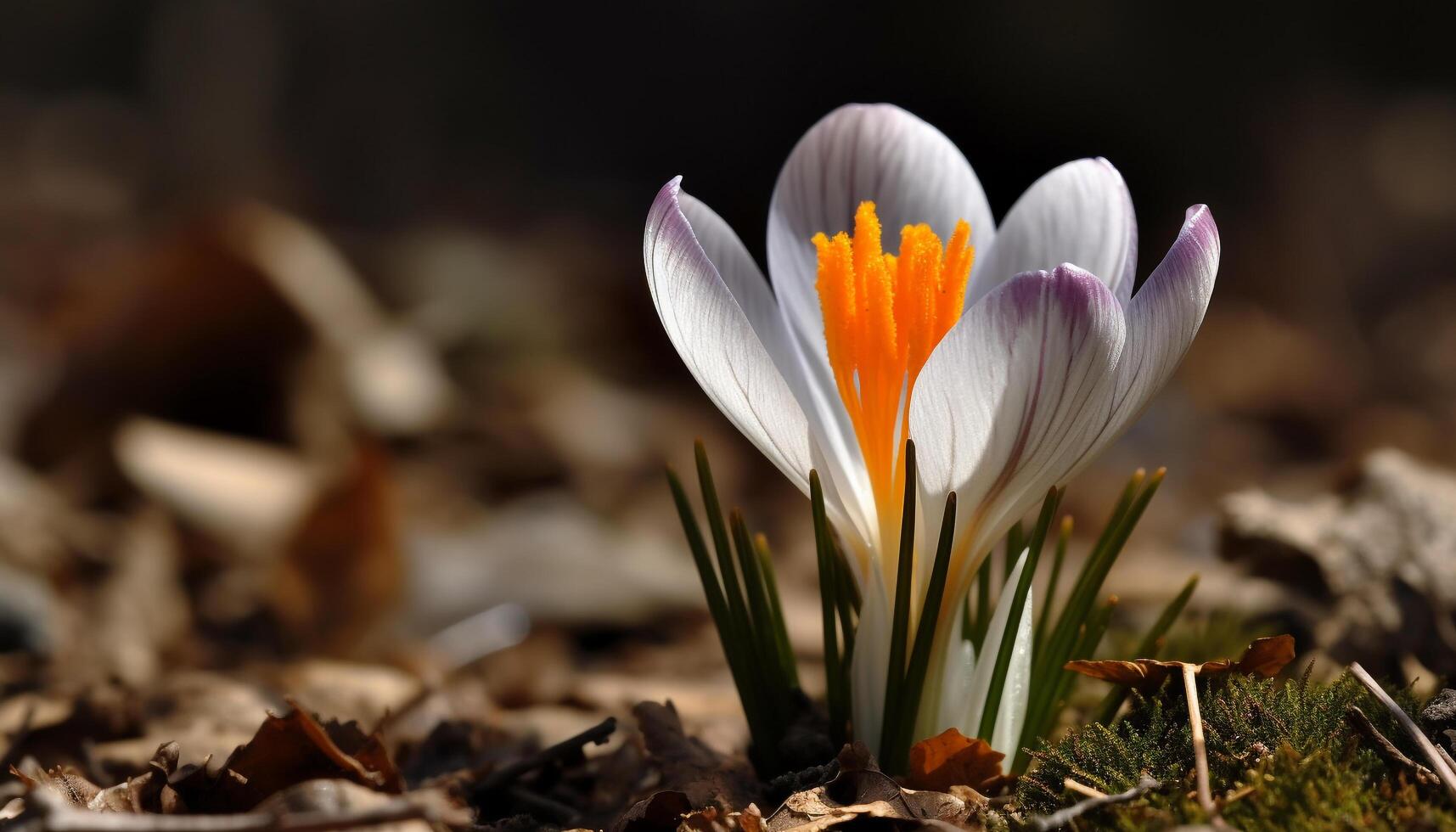 beschwingt Krokus Blütenblatt im schließen hoch, präsentieren Schönheit im Natur generiert durch ai foto