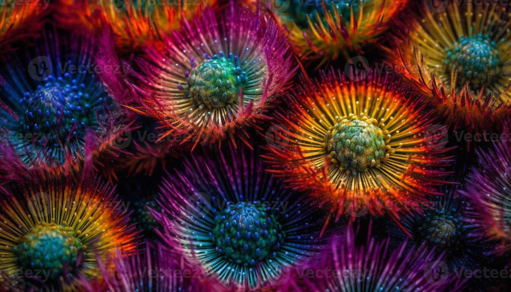 abstrakt unter Wasser fraktal Muster offenbart Meer Leben im extrem schließen oben generiert durch ai foto