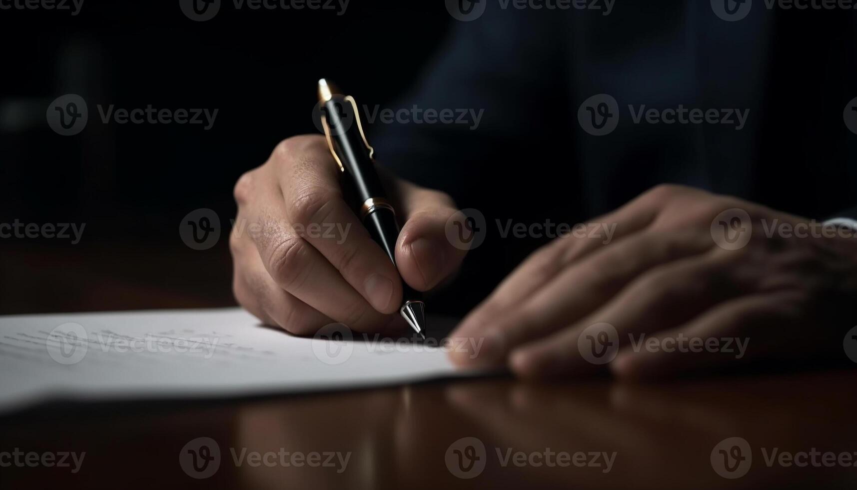 Geschäftsmann Zeichen Vertrag mit Stift, erreichen Erfolg im Besetzung generiert durch ai foto