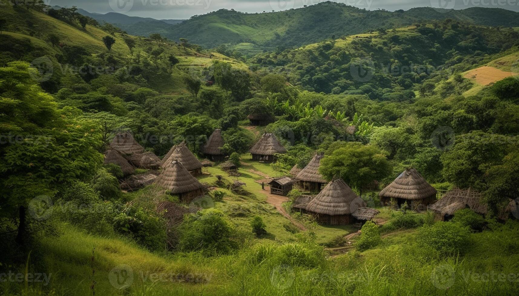 uralt Ruinen und Reis Reisfelder, bali Schönheit im Natur Panorama generiert durch ai foto