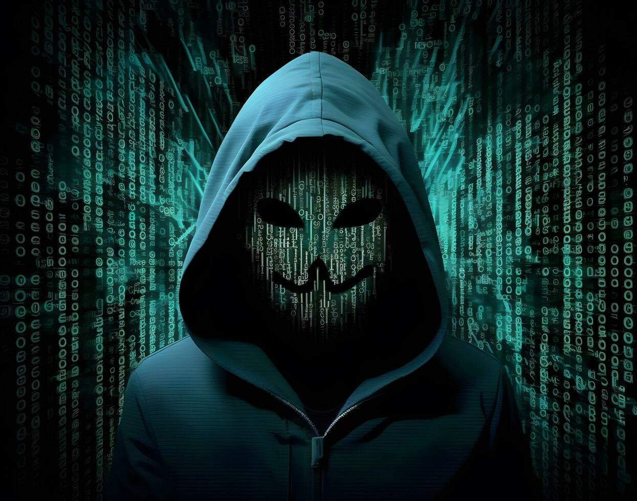 Porträt von anonym Hacker. Konzept von hacken Internet-Sicherheit, Cyberkriminalität, Cyber Attacke, usw. foto