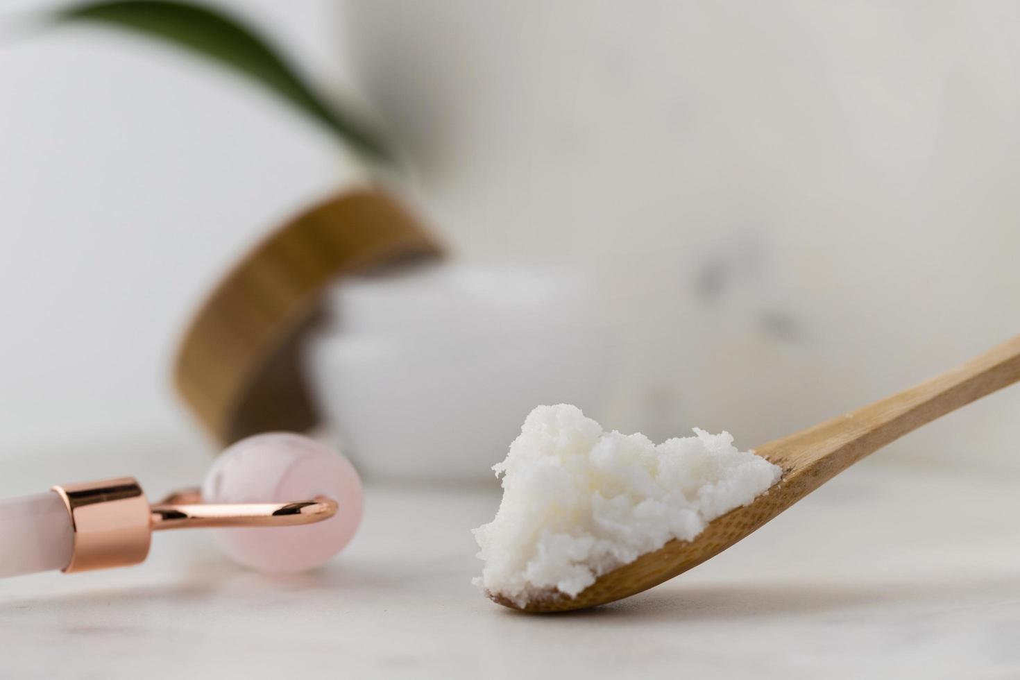 Sheabutter Schönheitsbehandlung Sortiment Hintergrund foto