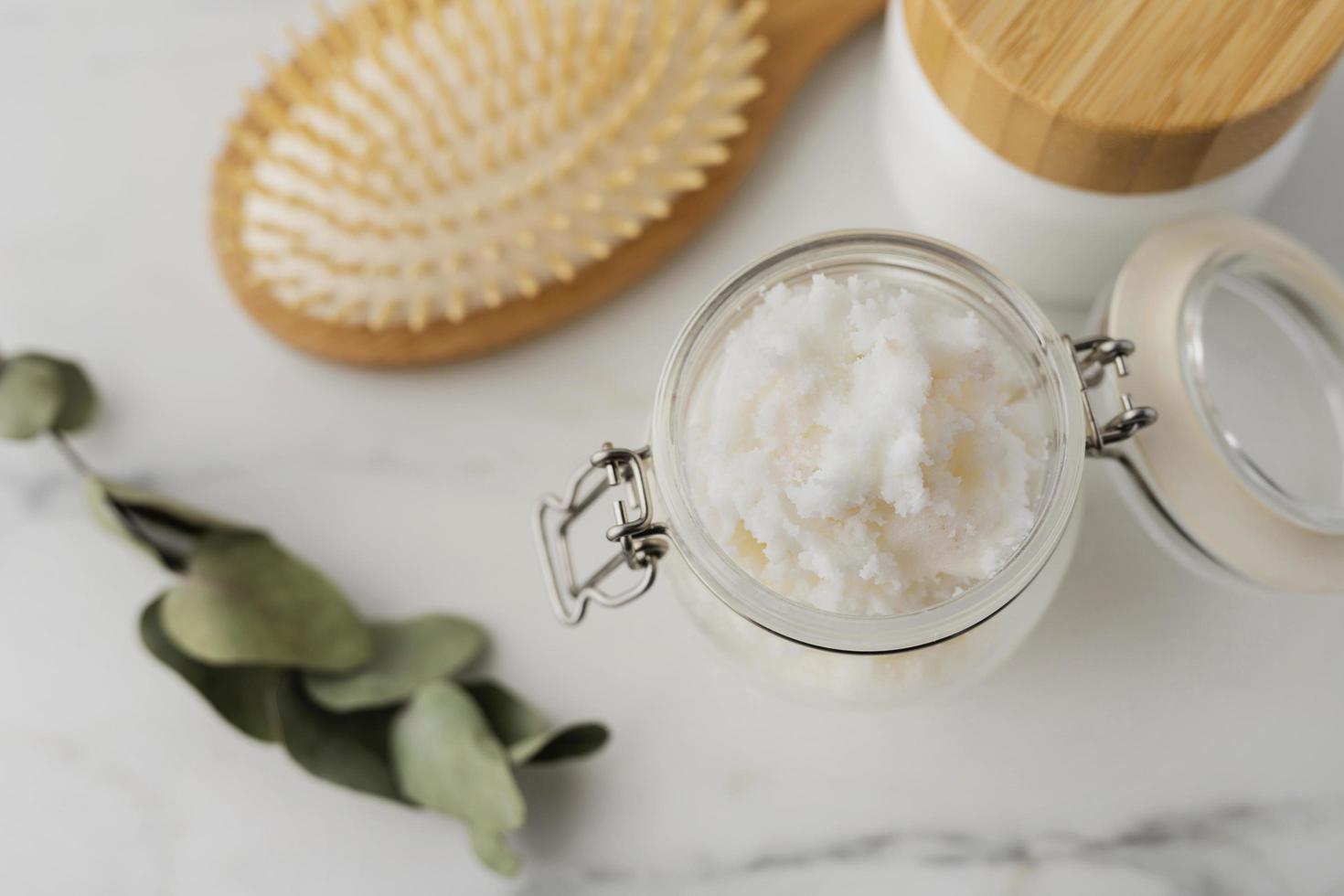 Sheabutter Schönheitsbehandlung Sortiment Hintergrund foto