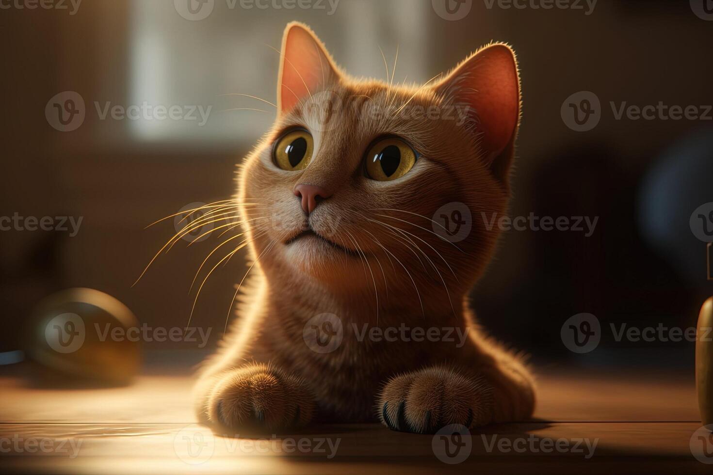 groß Augen Karikatur Katze Charakter Illustration generativ ai foto