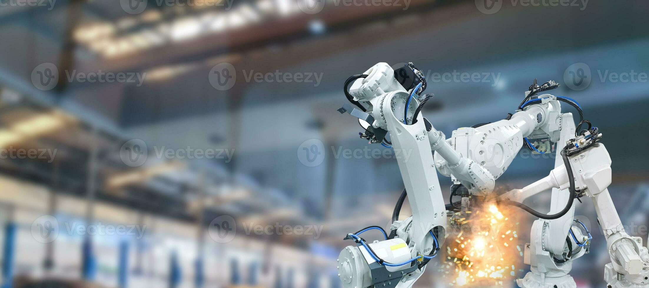 Roboter Arm Industrie im Teile Herstellung Pflanzen foto