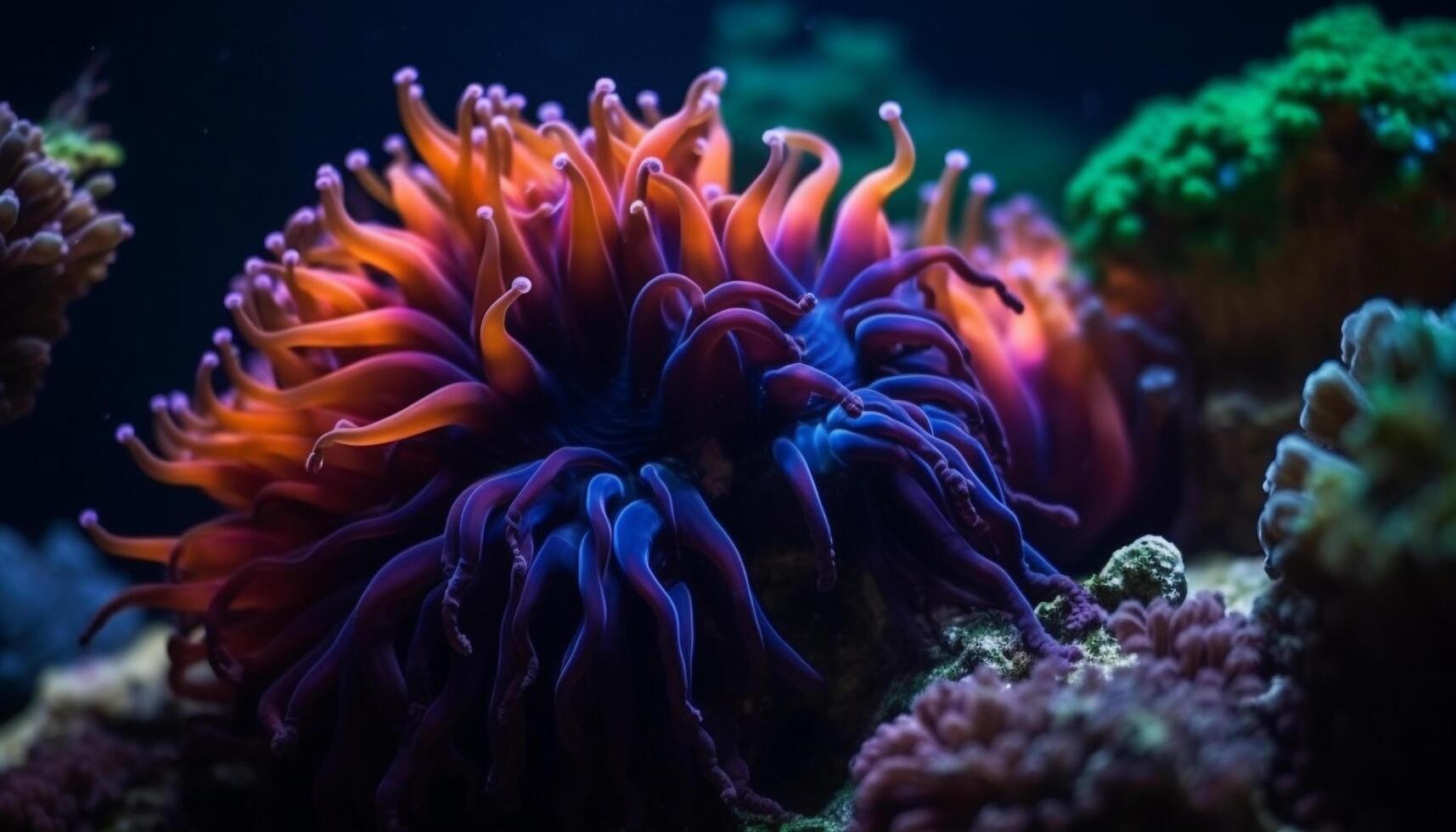 bunt Wasser- Leben gedeiht im das tropisch unterseeisch Riff Umgebung generiert durch ai foto