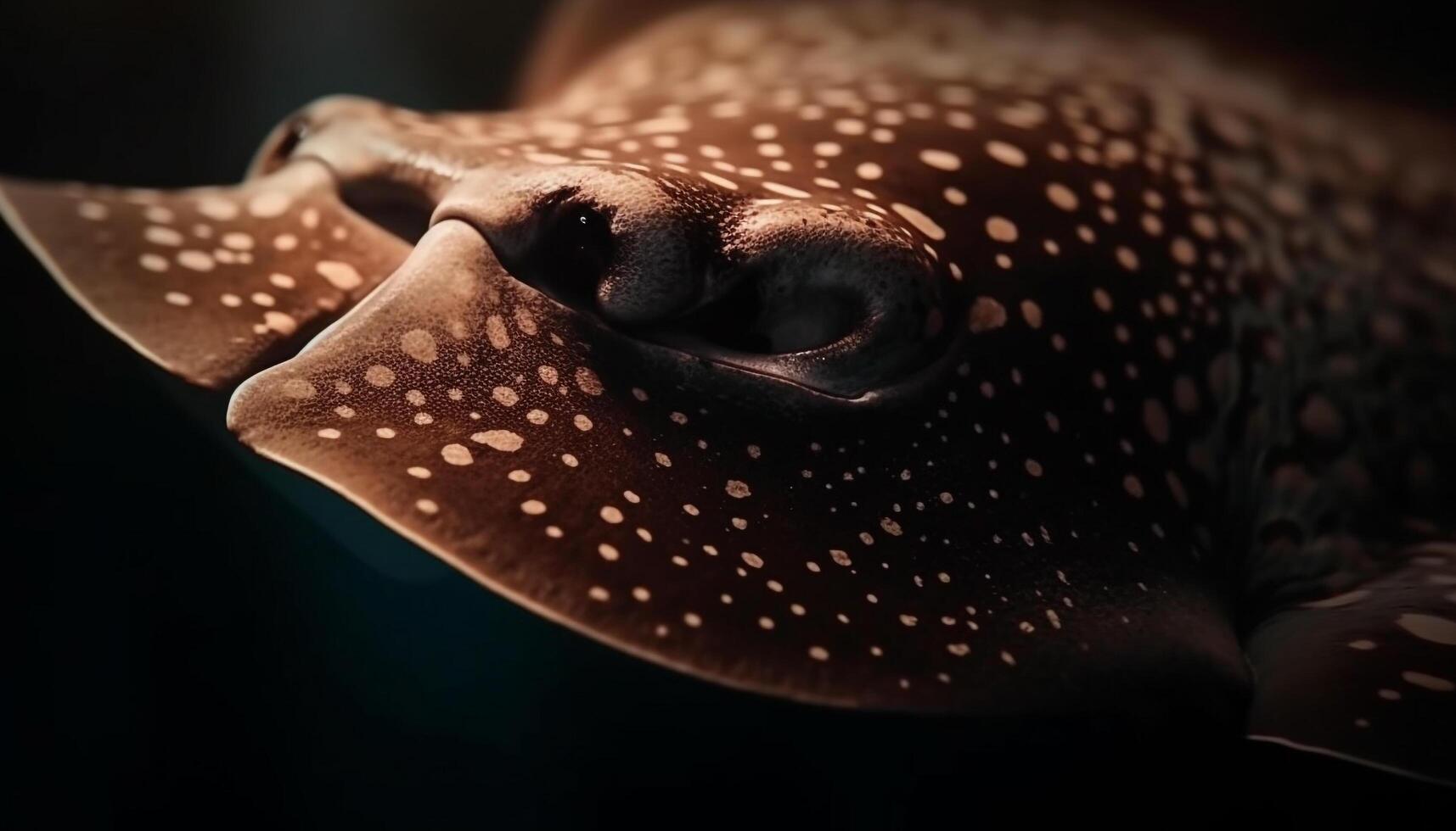 süß entdeckt Fisch im tief Blau Meer, unterseeisch Schönheit gefangen generiert durch ai foto