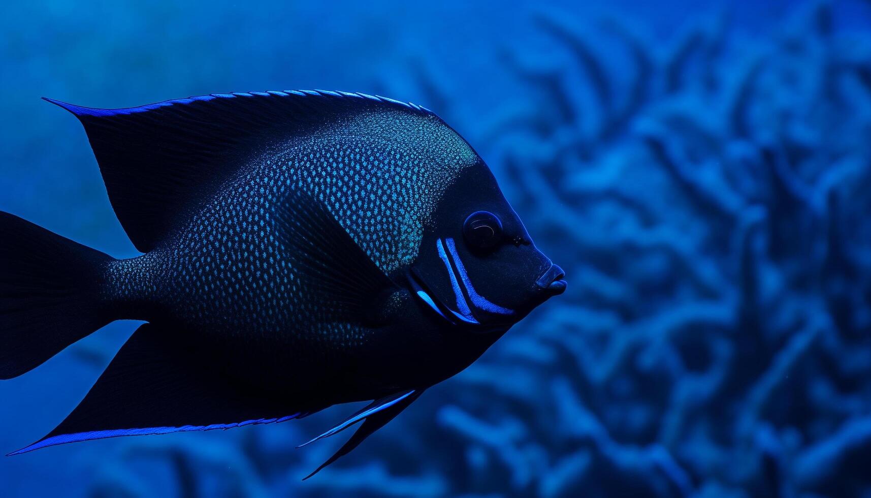 bunt gestreift Fisch Schwimmen im Koralle Riff, unterseeisch natürlich Schönheit generiert durch ai foto